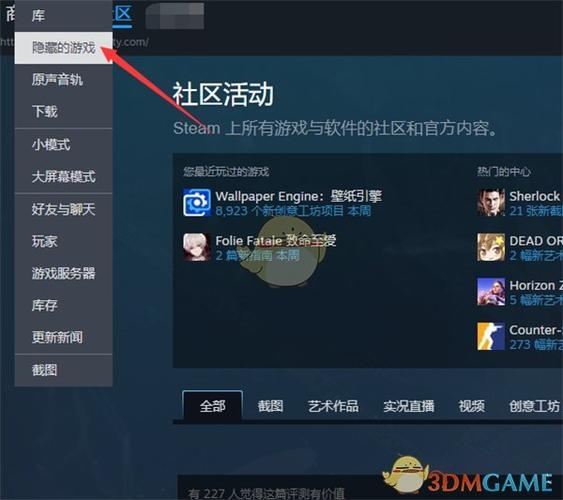 steam对好友隐藏游戏库